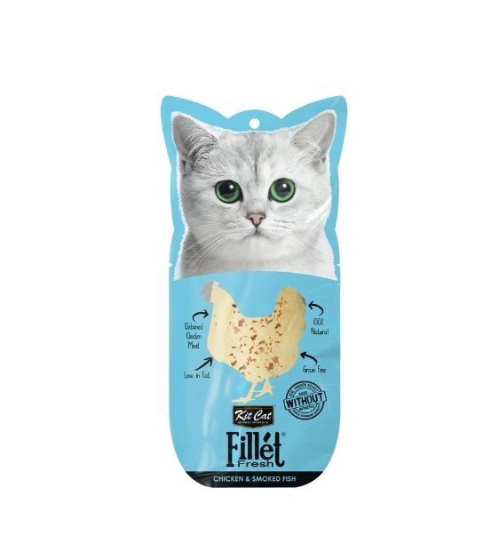 15% OFF: Kit Cat Fillet Fresh Chicken & Smoked Fish Cat Treat