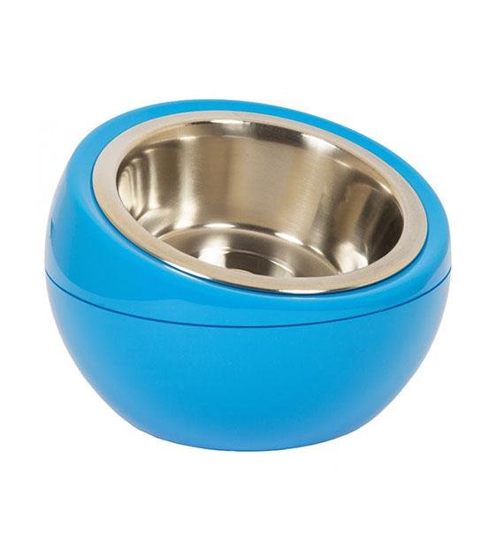 Hing Designs UK Made Non-Slip Stainless Steel Single Cat & Dog Bowl (Blue)