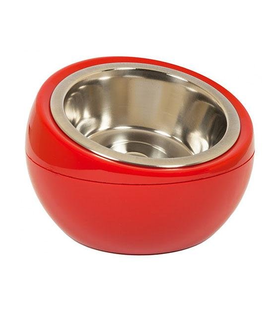 Hing Designs UK Made Non-Slip Stainless Steel Single Cat & Dog Bowl (Red)