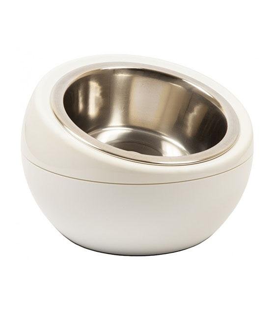 Hing Designs UK Made Non-Slip Stainless Steel Single Cat & Dog Bowl (White)