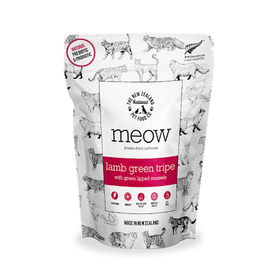 MEOW Lamb Green Tripe Freeze Dried Cat Treats - Front