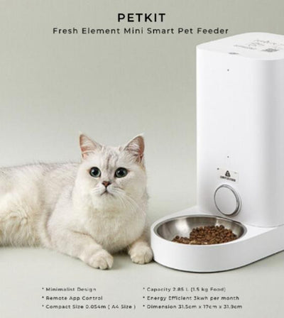 PETKIT FRESH Element Mini 2.8L Smart Pet Feeder with Stainless Steel Bowl for Cats & Dogs