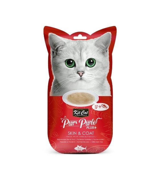 Kit Cat Purr Puree Plus+ Tuna & Fish Oil (Skin & Coat) Cat Treat