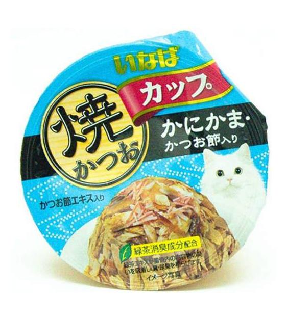 Ciao Grilled Skipjack Cup Tuna in Gravy Topping Crab Stick and Sliced Bonito Wet Cat Food - CII102