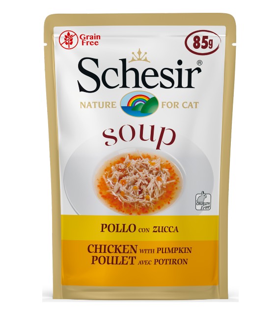 15% OFF: Schesir Chicken with Pumpkin Soup Pouch Wet Cat Food