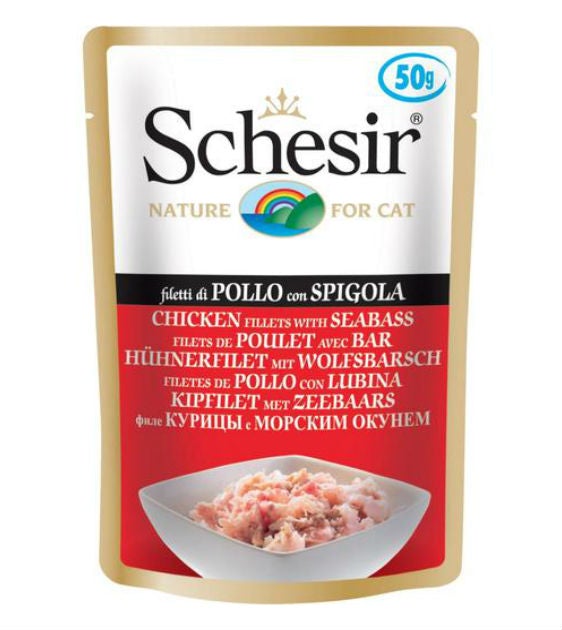 Schesir Chicken Fillets with Seabass Pouch Wet Cat Food