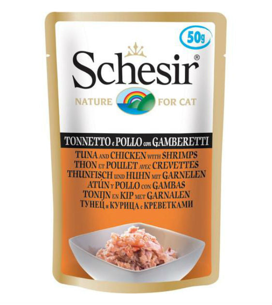 Schesir Tuna and Chicken with Shrimps Pouch Wet Cat Food