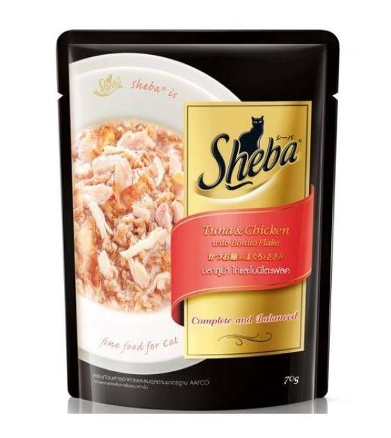 Sheba Tuna & Chicken with Bonito Flakes Pouch Wet Cat Food