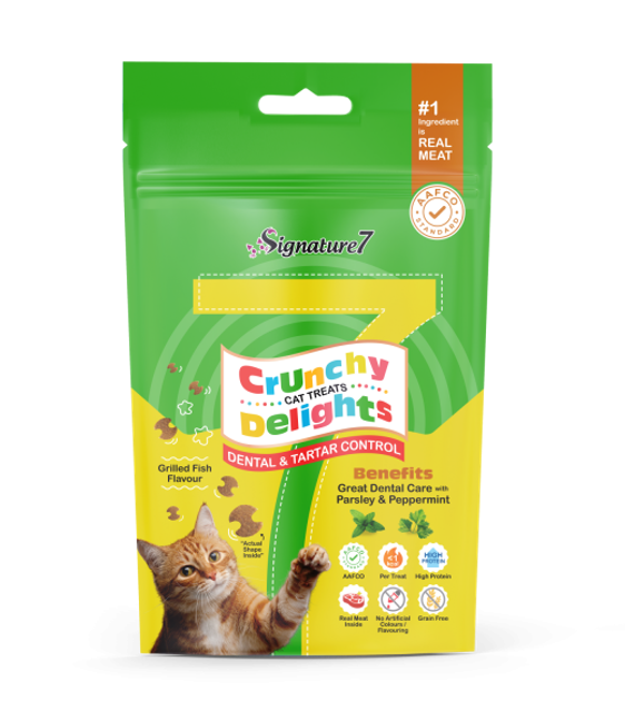 Signature7 Dental Care & Tartar Control Crunchy Delights Cat Treats with Grilled Fish Flavour
