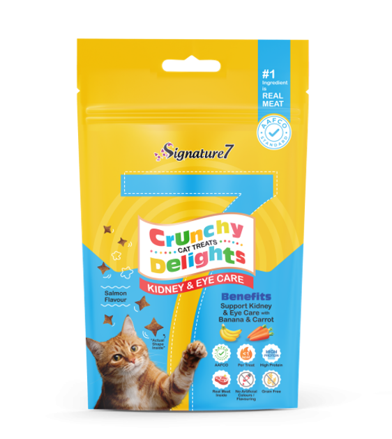 Signature7 Kidney & Eye Care Crunchy Delights Cat Treats with Salmon Flavour