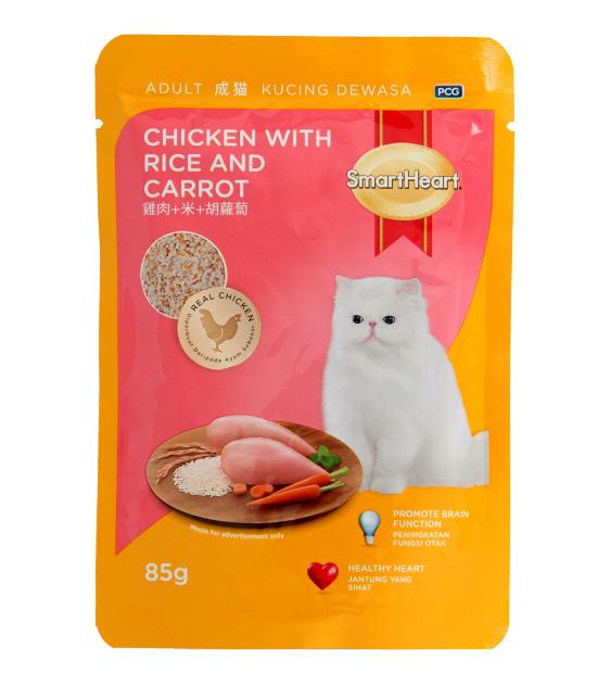 SmartHeart Chicken with Rice & Carrot Wet Pouch Food for Cats