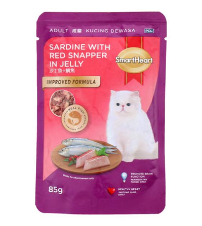 SmartHeart Sardine with Red Snapper in Jelly Wet Pouch Food for Cats