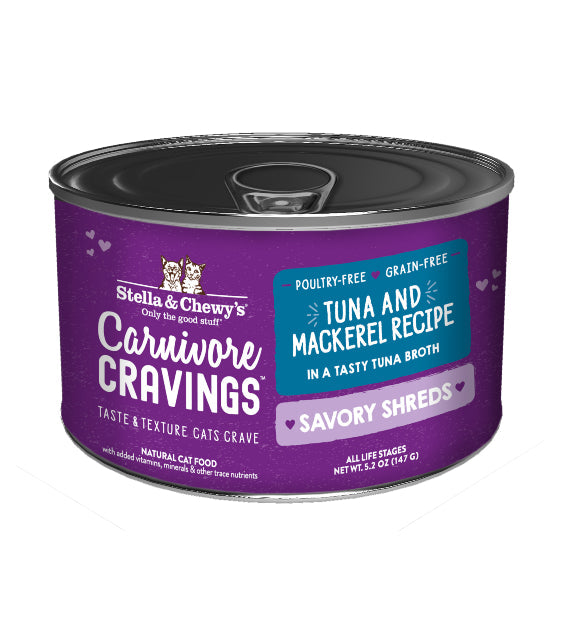 Stella & Chewy's Carnivore Cravings Savory Shreds Tuna & Mackerel Recipe in Tuna Broth