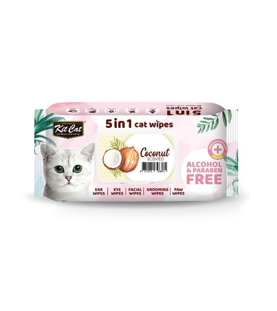 Kit Cat 5 In 1 Cat Wipes (Coconut)