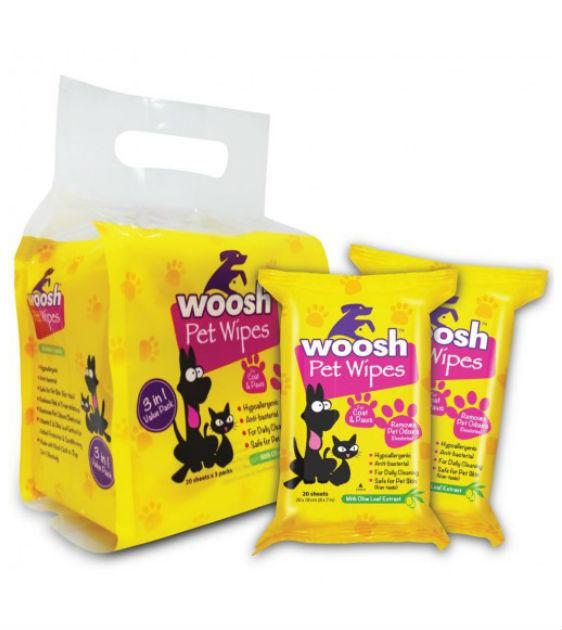 Woosh's Pet Wipes For Cats & Dogs 