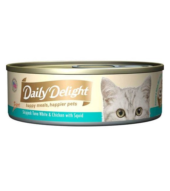 Daily Delight Pure Skipjack Tuna White & Chicken with Squid Wet Cat Food