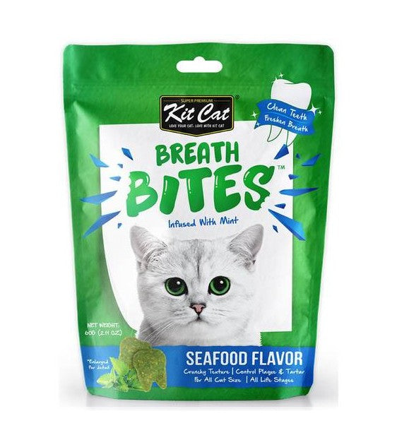 Kit Cat Breath Bites Mint & Seafood Flavour Dental Cat Treats