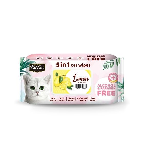 Kit Cat 5 In 1 Cat Wipes (Lemon)
